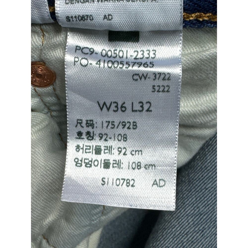 Levi's 501 Men's Straight Leg Button Fly Blue Denim Jeans - Size 36x32 (36x31.5) - Picture 6 of 7